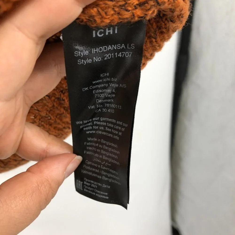 ICHI Ihodansa Rust / Ginger / Orange Long Sleeve Thick Waffle Knit Sweater LG - Picture 13 of 16